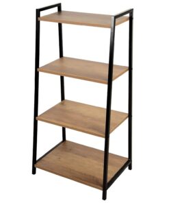 AKTIVE MAX Home Estantería Escalera Fija 4 Niveles, 43x30x90 cm, Madera y Metal, Peso máximo soportado 16 kg, Librerías, Estanterías almacenaje, Mueble salón, Estilo Industrial (18454)