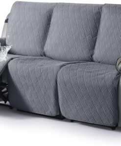 KinCam Funda Sillon Relax reclinable, Impermeable Funda para Sillón Relax con Bolsillo Laterales y Correas elásticas para Perros y Mascotas, Suave y Lavable Funda Sofa 3 plazas Gris Oscuro