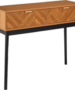 HOME DECO FACTORY, HD0301, Modelo Felix, Colección Lounge Edition, Muebles, Mesa Y Oficina, Consola y Sillín, 100x80x35 cm, Marrón Negro, Madera