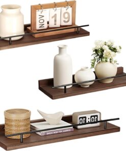 VINATO Juego de 3 Estantería Pared Madera 40x15x4.5CM para Cocina Salón Oficina y Dormitorio, Estantería de Pared, Marrón