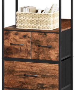 Somdot Unidad de Estantería Libros con Almacenamiento Abierto de 5 Niveles, Librería Estantería Independiente de Pie, 30 Profundo x 51,5 Ancho x 128,5 Alto (4 Cajones), Estampado de veta de Madera