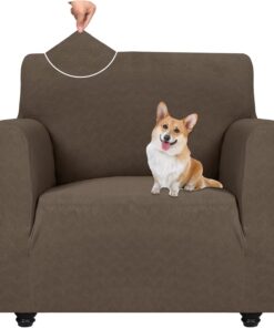 YSTELLAA Funda Sofa 1 Plaza con Reposabrazos, Ajustables Fundas para Sillones, Elasticas Protector Cubiertas De Sofá, Antideslizante, Extraíbles, Lavables, para Saló, Café
