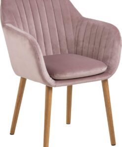 AC Design Furniture Wendy Silla de Comedor Rosa, Silla de Acento, Rosa o Roble, Terciopelo o Roble, 1 pieza