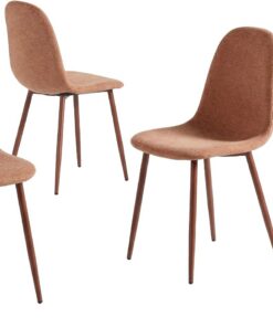 MEUBLE Cosy Juego de 4 Sillas de Comedor Escandinavo Silla de Cocina Tapizado en Tela con Patas Metálicas, Carga 120 kg Cada Una, Rojo