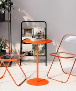 Mesa de Pub Mesas Altas, Mesa Redonda de café, Mesa de bistró Moderna, mesas de cóctel para Fiestas, Mesa de Comedor pequeña, Mesa de conferencias, Tapa de Metal Naranja (tamaño: 60x60x104cm