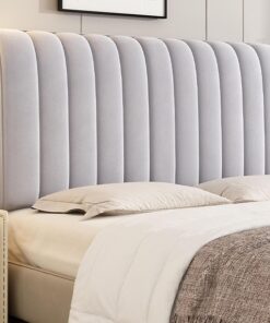 Funda para Cabecero de Cama, para Decoración Dormitorio, Todo Incluido | Tejido De Terciopelo Suave, para Camas Individuales Dobles King Queen, Con Relleno, Lavable(Light Gray,220cm)
