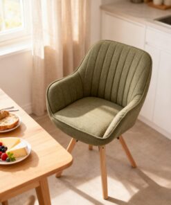 MEUBLE Cosy Silla de Comedor Estilo Escandinavo Giratorias 360° con Respaldo, Asiento Cómodo, Diseño Moderno, Sillas de Cocina, Verde