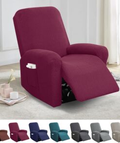 Funda Sillon Relax Reclinable, Funda Sillon Relax 1 Plaza, Elástica 4 Piezas para Sofá Reclinable con Bolsillos Laterales Extraíble