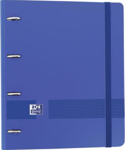 Oxford, Archivador 4 anillas plástico polyfoam con recambio y goma Oxford Live & Go, A4+ con recambio 100 Hojas, 5 bandas color y cuadrícula 5x5, color Azul