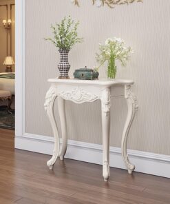 Mesa Consola de Media Luna de Madera Estilo Europeo, Elegante Mesa Auxiliar Vintage para Entrada y sofá, Patas reforzadas de plástico-Acero, Amplia Superficie(Silver,60cm/23.6in)