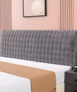 Funda de Cabecero de Cama Cubierta de la Cabecera Elástica Funda de Cabecero Cubierta para Cabecero a Prueba de Polvo para Cama Doble(Dark Grey,220cm/86inch)