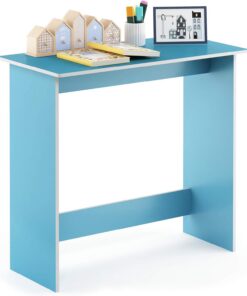 Furinno Simplistic Mesa, Nogal, Azul Claro, 39.37 x 80 x 75.57 cm | Rectangular, fácil de montar, para juegos, oficina en casa, dormitorio, sala de estudio