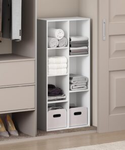 Furinno Reed Organizador De 7 Cubos con Estantes Abiertos, para Dormitorio Y Sala De Estar, Blanco