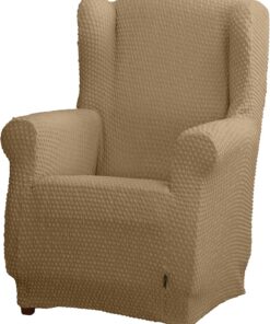 Estoralis Borneo | Funda de Sillon Bielástica | Tejido Súper Elástico C/ 06 Beige | para Sillon Orejero de 70 a 110 cm. | Protector de Calidad | Súper Ajustable