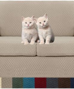 MAXIJIN 3 Piezas Nuevo Funda para Sofá Jacquard para 2 Plazas Super Elástica Antideslizante Funda para Sillón Amigable con Mascotas Protector Elástico de Muebles (2 Plazas, Caqui)