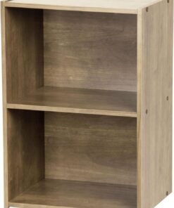 Iris Ohyama Estantería Moderna de Madera de 2 Niveles, 40cm Ancho, mesita de Noche, Marrón Ceniza, Exposición, Almacenamiento, Sala de Estar, Habitación, Oficina, Librería, Montaje Fácil, CX-2
