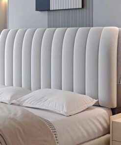 Funda de Cabecera de Cama, para Camas Individuales Dobles King Queen | Tejido De Terciopelo Suave, para Decoración Dormitorio, Con Bolsillo Lateral, Con Relleno, Lavable(Light Gray,190cm)
