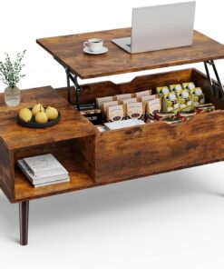 Sweetcrispy Mesa de Centro de Altura Ajustable, 100 x 50 cm, Color marrón
