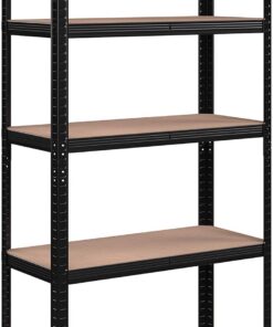 SONGMICS Estantería Pesada de 5 Niveles, Estantería de Acero, Montaje Rápido, Garaje, Almacén, Trastero, Carga de 875 kg, 40 x 90 x 180 cm, Negro GLR040B01