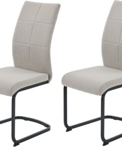Hela Tische, Juego de 2 sillas giratorias de Comedor Turín, Tejido de Barro, Acolchada, Öko-Tex, Estructura de Metal, Tubo Cuadrado Negro, soporta hasta 120 kg