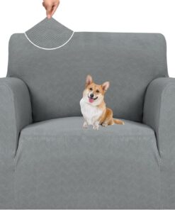 YSTELLAA Funda Sofa 1 Plaza con Reposabrazos, Ajustables Fundas para Sillones, Elasticas Protector Cubiertas De Sofá, Antideslizante, Extraíbles, Lavables, para Saló, Gris Claro