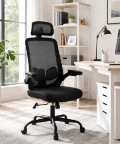 DUMOS Silla de Oficina ergonómica, Silla de Gaming con reposacabezas Ajustable, reposabrazos, Silla de Oficina, Silla giratoria con Soporte Lumbar, Silla ejecutiva de Malla, Protege la Espalda, Silla