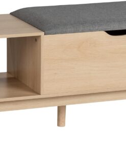 Wenko Compartimento de Almacenamiento Edda, Banco Zapatero con Asiento Acolchado, Madera, Beige, 100 x 45 x 40 cm, 50761800