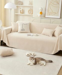 PETCUTE Fundas de Sofa, Protector Funda Sofa Cómodo y Suave, Fundas Sofá 1/2/3 Plazas,Universal, Reversible,Funda Sofas Gatos y Perros Mascotas,Cubierta Protectora de Sofá,Beige,180 * 300cm