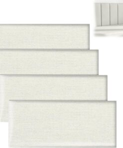 FARYODI Paneles de pared acolchados, 4 unidades, 40 x 20 cm, autoadhesivo, relleno suave, cojín de pared, para cabecero de cama, habitación infantil, dormitorio y oficina (blanco)