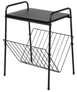 AKTIVE MAX Home Mesa Auxiliar 36x29x46 cm, Peso máximo soportado 5 kg, con revistero de Metal, Estructura metálica Negra, Organización para salón, Oficina, Entrada (18506)