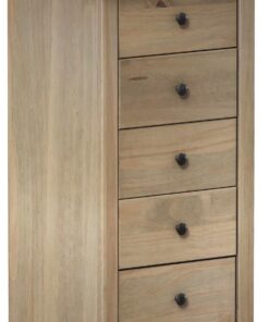 Home Discount Panamá cajonera 5 cajones con Cera Natural Roble Madera Maciza de Pino Muebles de Dormitorio