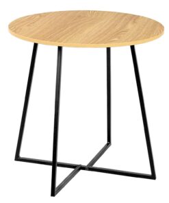 AKTIVE MAX Home Mesa Auxiliar de Madera, 40x40 cm, Peso máximo soportado 5 kg, Efecto Roble, Estructura metálica Negra, Patas en Cruz, Decoración salón, Comedor, Cocina (18505)