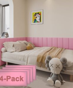 YU LI 3DH Acolchado de Pared 3D anticolisión para niños, Autoadhesivo, 4 Paneles de cabecero Rosa para cabecero de Pared