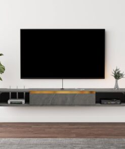 Mueble de TV Colgante, Estante de TV Flotante, Soporte de TV Flotante fijado a la Pared, Centro de Consola Multimedia de Entretenimiento, Gran Armario de Almacenamiento para Oficina en casa (Gris
