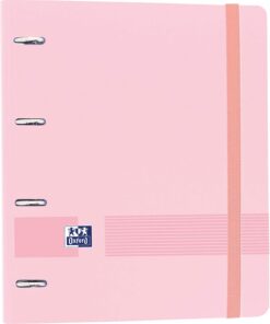 Oxford, Archivador 4 anillas plástico polyfoam con recambio y goma Oxford Live & Go, A4+ con recambio 100 Hojas, 5 bandas color y cuadrícula 5x5, color Rosa Chicle