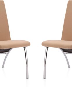 duehome | Pack 2 Sillas de Comedor, Sillas Salon, Modelo Lise, Acabado en Tejido Beige, Medidas: 44 cm (Ancho) x 61 cm (Largo) x 95 cm (Alto)