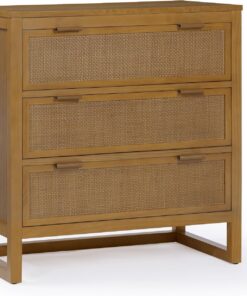 Teamson Home Hatteras Cómoda 76 cm con 3 cajones ratán, Superficies Chapa Acacia y diseño Compacto Ahorra Espacio, Natural