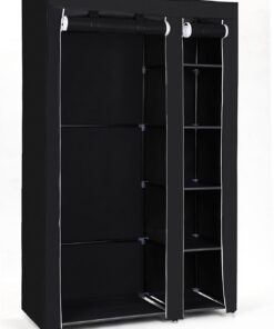 SONGMICS Armario de Tela, Organizador Textil Plegable, Zapatero, 175 x 110 x 45 cm, Color Negro LSF007