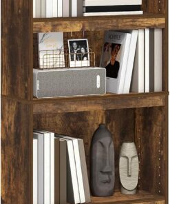 Furinno Jaya Home Improved Librería Estantería Ajustable de 5 Niveles, Pin Ámbar