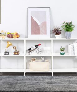 HDANI Mesa Consola con 3 Estantes, Mesa de Entrada Estrecha con Marco de Metal, Industrial Detrás de Mesas de sofá, Moderno Soporte de TV para Pasillo,Sala de Estar,Dormitorio (Blanco, 180×30×80 cm)