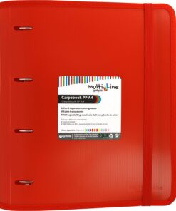 Grafoplas 88100051. Carpeta con Recambio y Separadores, A4, Rojo, Polipropileno Rayado, Carpebook Multiline