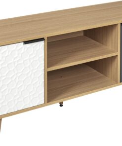 HOME DECO FACTORY - HD7145, Mueble TV Escandinavo con Almacenamiento y Cajón de Madera, Diseño Moderno, Ideal para Salón o Dormitorio, Dimensiones 120 x 56 x 39 cm, Blanco y Gris Antracita
