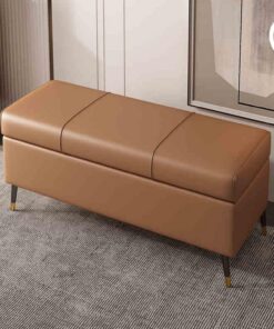 Otomana Moderno Cuero Almacenamiento Banco Taburete De Salón, Banqueta Dormitorio Banco Moderno Con Espacio De Almacenamiento, Taburete De Salón, Banqueta Rectangular Banco Pie De Cama Para Pasillo(Li
