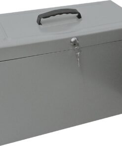 Caja archivadora de metal, tamaño folio, color gris