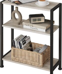 Mesa auxiliar de 3 niveles, mesa auxiliar pequeña, mesa auxiliar de sofá para espacios estrechos, mesa auxiliar delgada, mesa de noche, para sala de estar, dormitorio, oficina, color gris