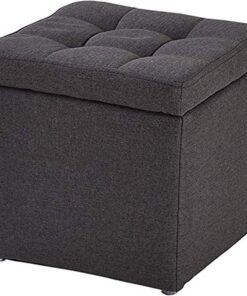 Reposapiés tapizado Reposapiés de Lino, Banco de Almacenamiento Plegable con Relleno de Esponja Altamente elástica, Banco de Asiento y reposapiés Plegables, poliéster, reposapiés d