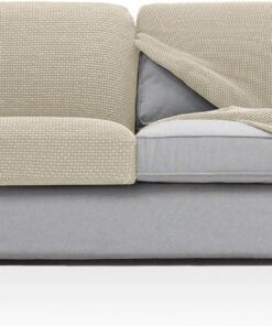FAVERTI® Funda Super Elástica de cojín de sofá con Medidas Entre 50-85 cm por 45-70 cm y 10-20 cm de Alto | Modelo NOVELE | Funda de Asiento o Respaldo de sillón o sofá Beige