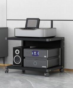 Mueble Equipo Hifi,Soporte Altavoz,Mueble Tocadiscos,Soporte para Medios Audiovisuales con Ruedas,Estanterías de Audio y Video de 2 niveles,Equipos Música Consola,para Sala de Estar y Sala de Juegos(N