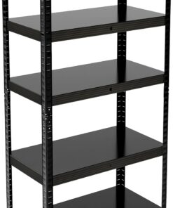 Relaxdays Estantería Metálica, Resiste 875 kg, 5 Baldas, Cargas Pesadas, Sótano, Taller, Acero, 150 x 75 x 30 cm, Negro