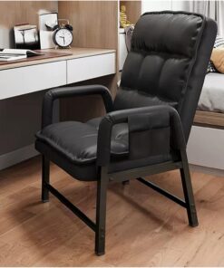 Silla moderna de cuero con respaldo ajustable y silla otomana ergonómica de respaldo alto para máxima comodidad, sillón reclinable individual con acolchado grueso, elegante color negro perfecto
